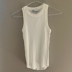 ZARA Women's Ivory Ribbed Tank Top